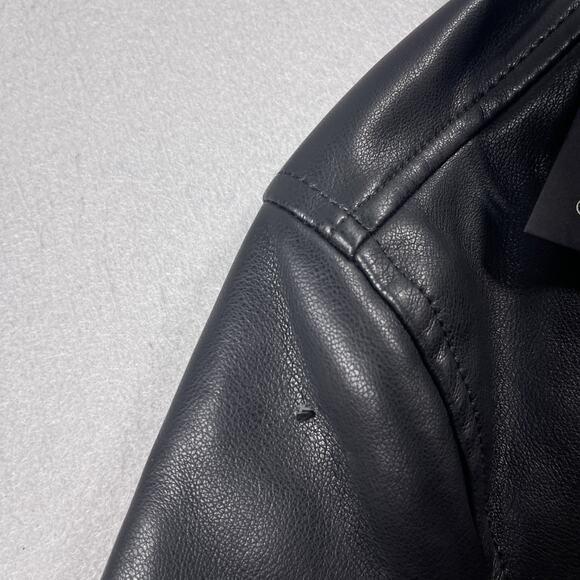 BLANKNYC Jacket Womens Small Black Faux Leather Moto Biker Zip Pockets Studs - Picture 4 of 9